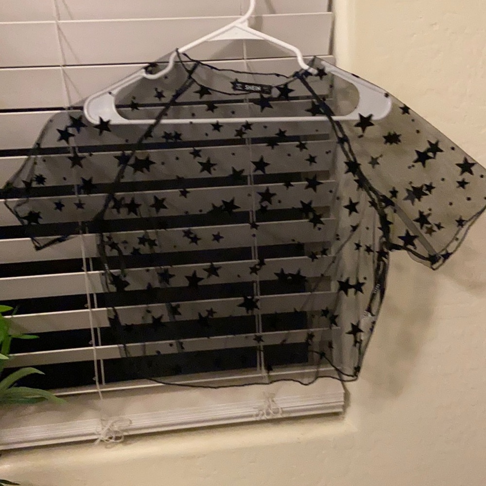 SHEIN sheer star pattern t